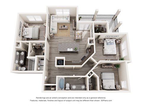 3 Bed 2 Bath Floor Plan | 1,345 Sq. Ft. at The Enclave at Deer Moss Creek, Niceville, FL, 32578